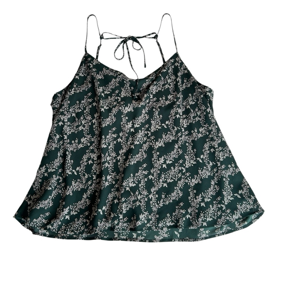 BCBGMaxAzria Spruce Green Strappy 
Floral Camisole Top